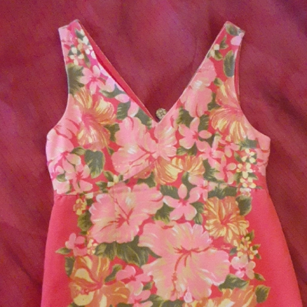 Tracy Feith Dress Multi Colors Pink, Green... 100%Cotton,Cotton Lining, Size 11